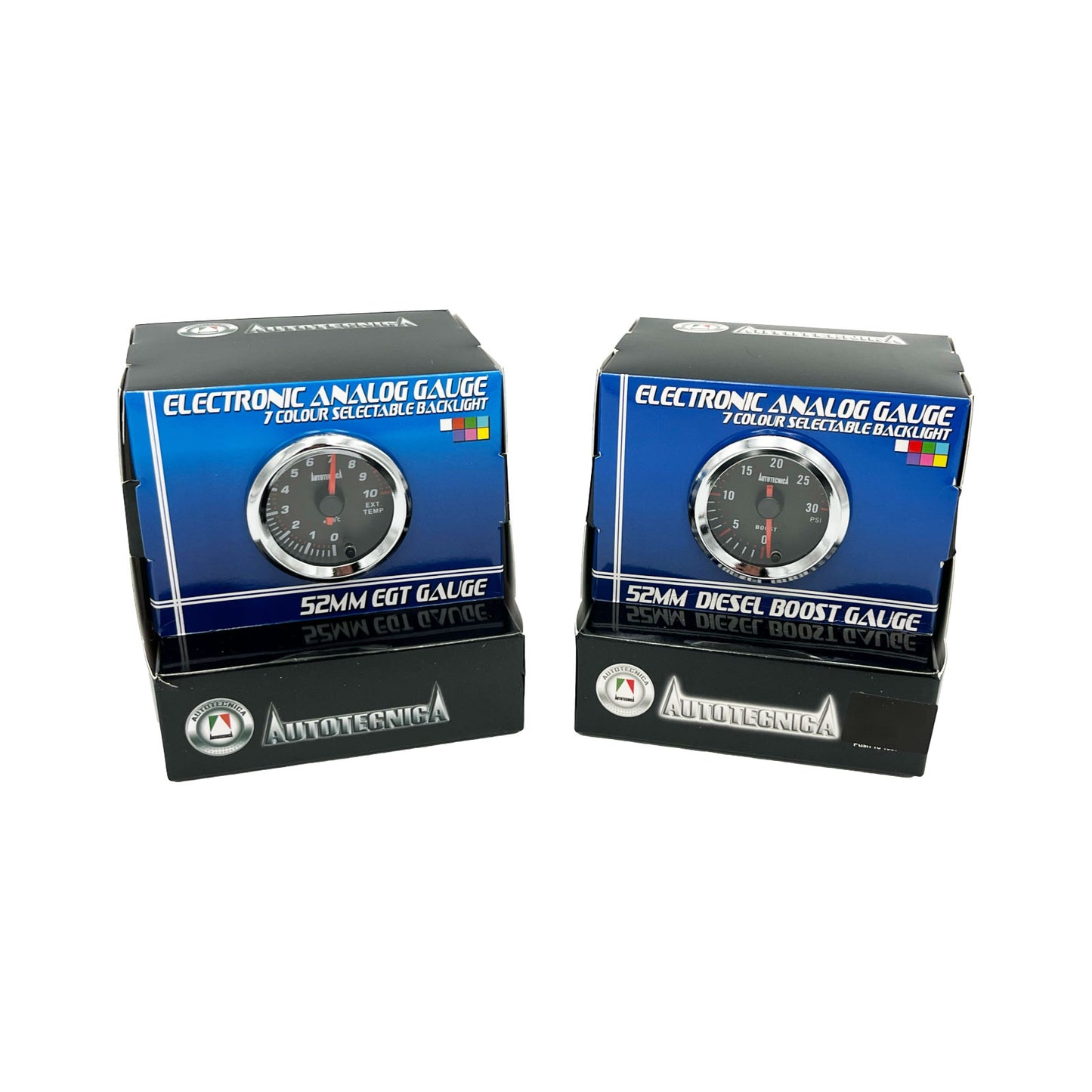 Autotecnica Turbo Diesel 2 Piece Electronic Gauge Kit - EGT Pyrometer & Boost Psi 2" 52mm