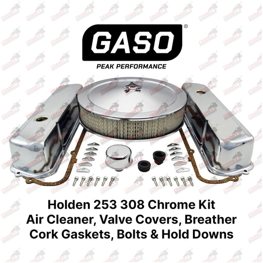 Holden V8 253 308 Chrome Kit Rocker Covers Air Filter Breather Cork Gaskets