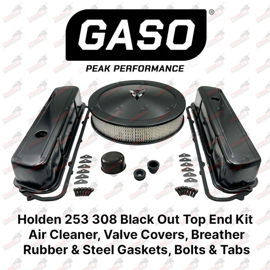 Holden V8 253 308 Black Out Kit Rocker Covers Air Filter Breather Gaskets