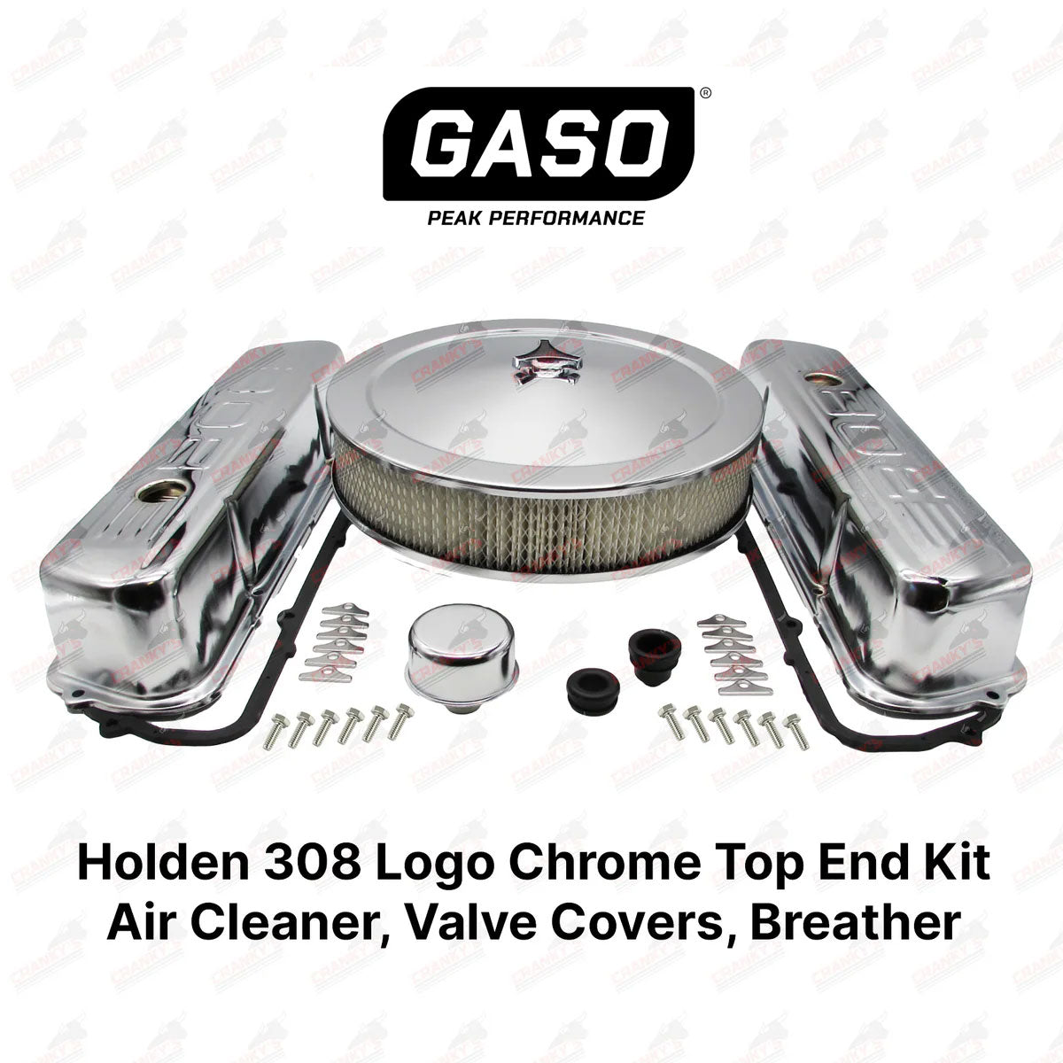 Holden V8 308 Logo Chrome Kit Rocker Covers Air Filter Breather Gaskets