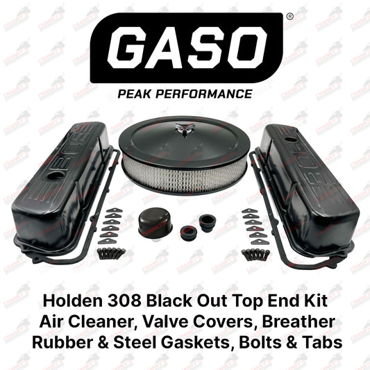 Holden V8 308 Black Out Kit Rocker Covers Air Filter Breather Gaskets