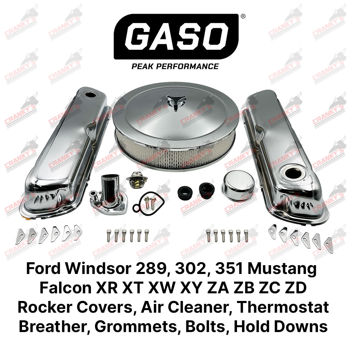 Ford Windsor V8 289 302 351 Chrome Kit Rocker Covers Air Filter Thermostat Housing