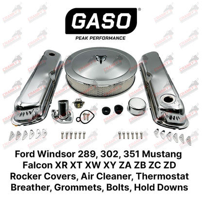 Ford Windsor V8 289 302 351 Chrome Kit Rocker Covers Air Filter Thermostat Housing
