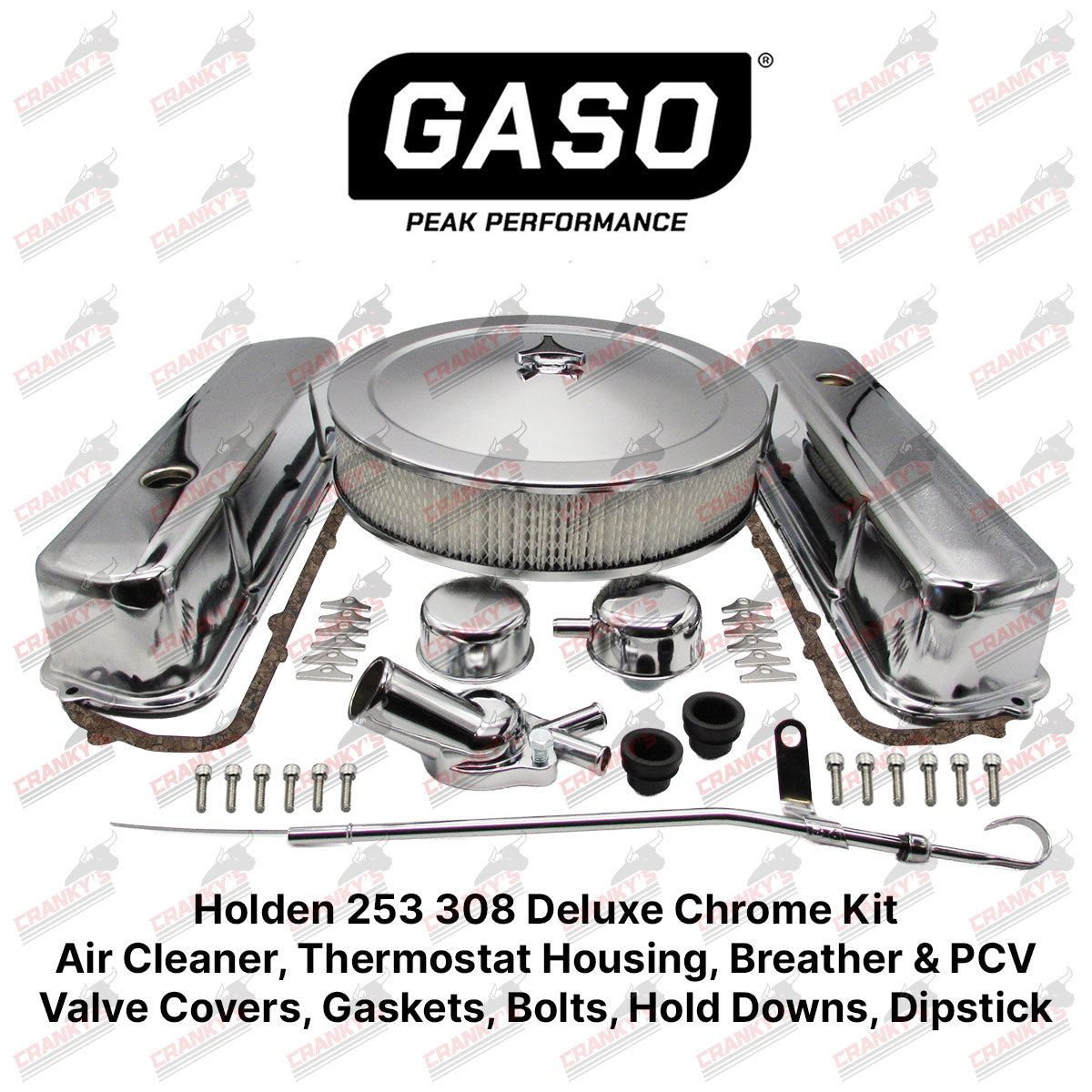 Holden V8 253 308 Deluxe Chrome Kit Rocker Covers Air Filter Thermostat Dipstick