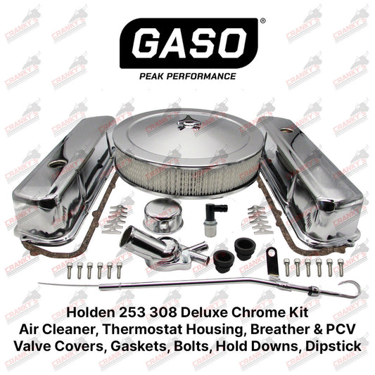 Holden V8 253 308 Deluxe Chrome Kit Rocker Covers Air Filter Thermostat Dipstick