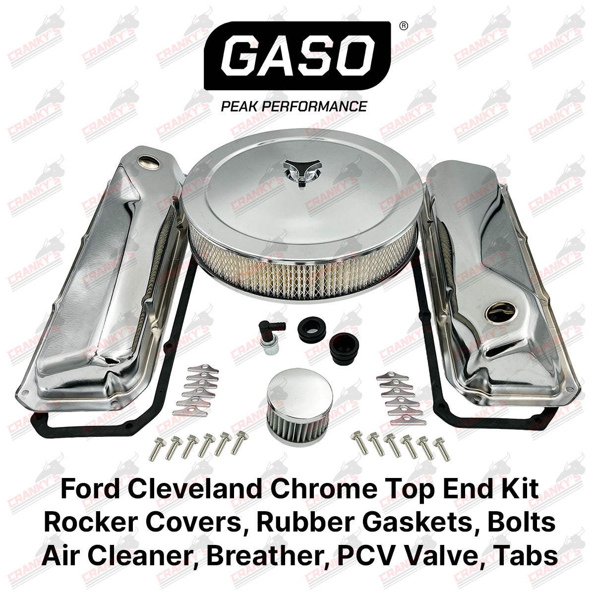 Ford Cleveland 302 351 Chrome Kit Rocker Covers Air Cleaner Breather Gaskets