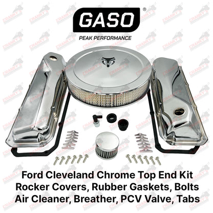 Ford Cleveland 302 351 Chrome Kit Rocker Covers Air Cleaner Breather Gaskets
