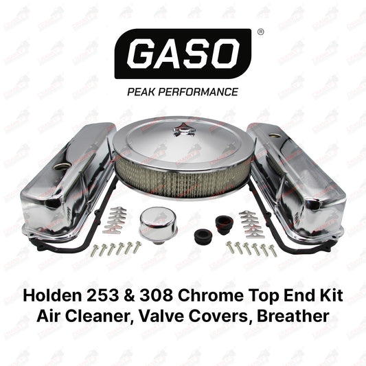 Holden V8 253 308 Chrome Kit Rocker Covers Air Filter Breather Gaskets