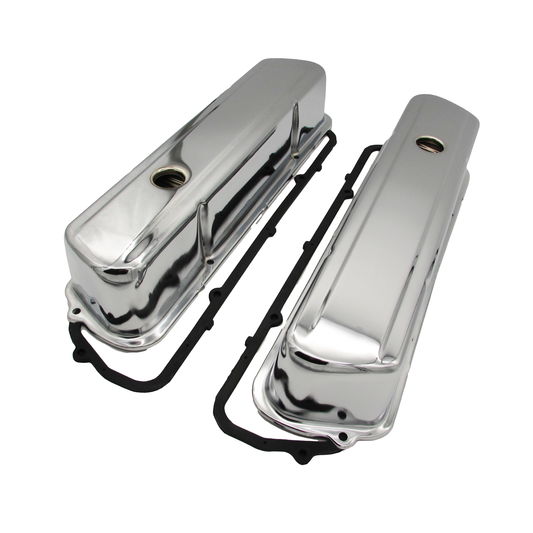 GASO Chrome Valve Covers Holden V8 253 308 Smooth 3.5" High & Gaskets 811372R