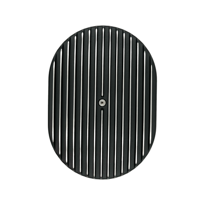 12" Oval Air Cleaner Full Finned Black Cast Aluminium with High Flow Filter