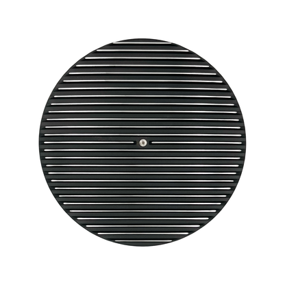 14" x 3" Round Air Cleaner Full Finned Black Cast Aluminium 5-1/8" Neck w Flat Base