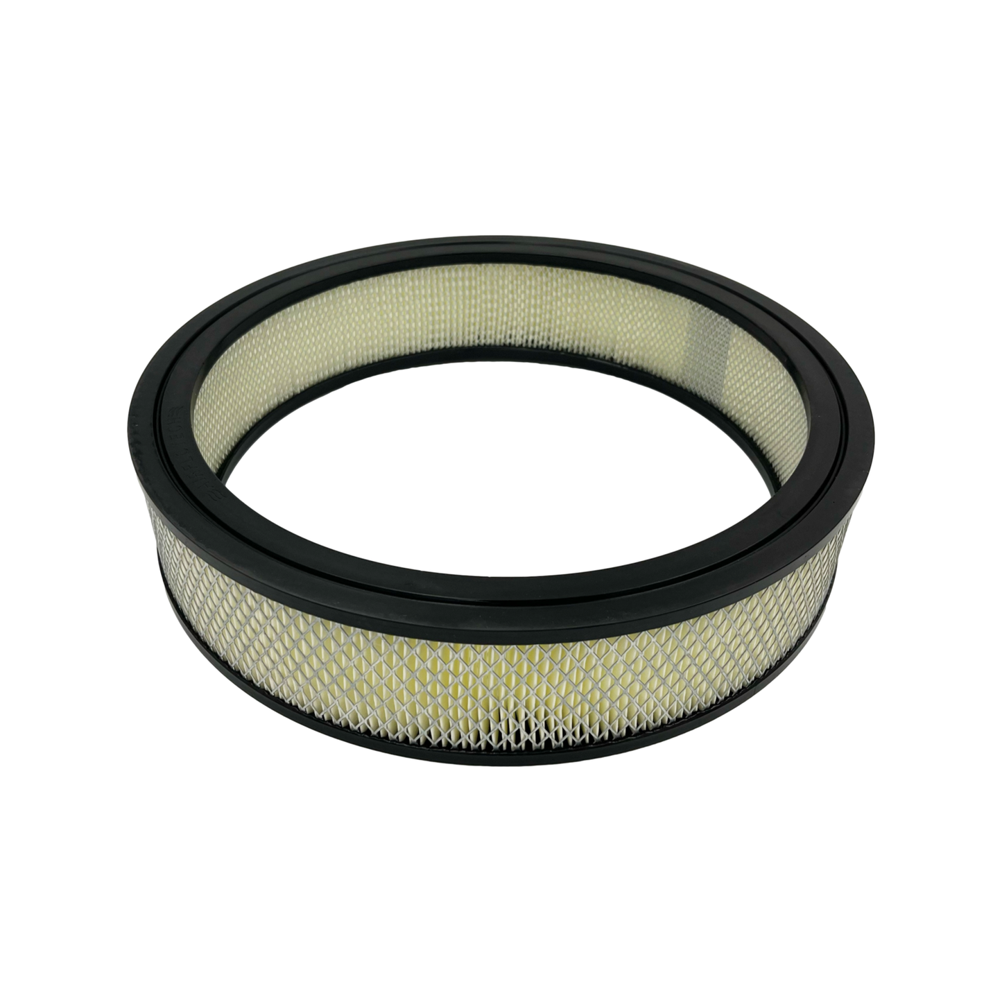 14" x 3" Round Air Cleaner Full Finned Black Cast Aluminium 5-1/8" Neck w Flat Base