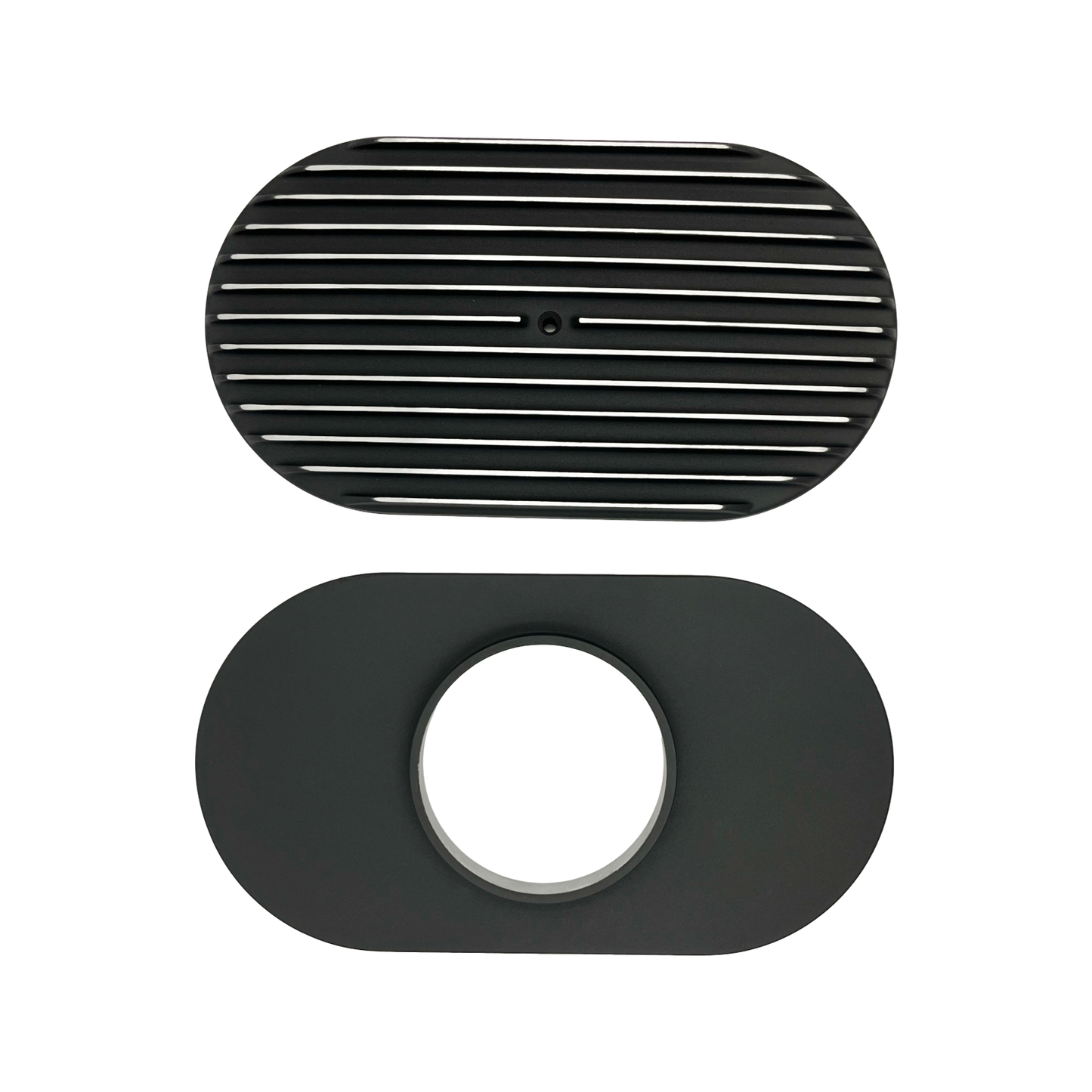 15" Oval Air Cleaner Full Finned Black Cast Aluminium 5-1/8" Neck High Flow Filter