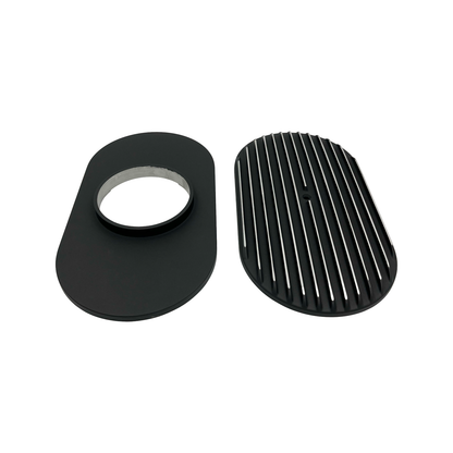 15" Oval Air Cleaner Full Finned Black Cast Aluminium 5-1/8" Neck High Flow Filter