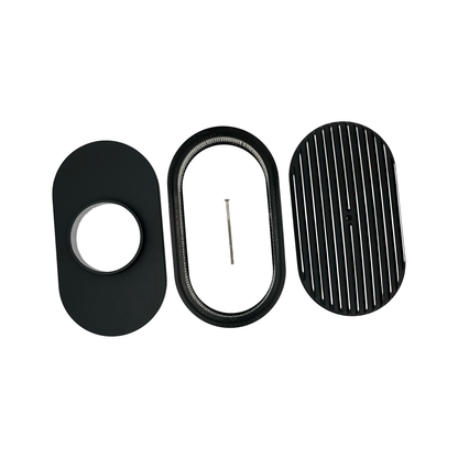 15" Oval Air Cleaner Full Finned Black Cast Aluminium 5-1/8" Neck High Flow Filter