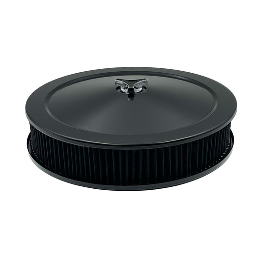 GASO 14" x 3" Black Air Cleaner & Washable Black Gauze Filter 5-1/8" Holley Rochester Edelbrock