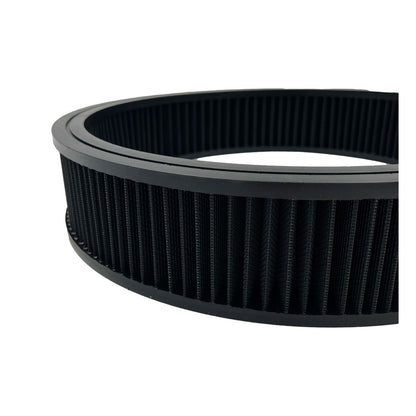 14" X 3" Round Air Filter Element Extreme Flow Washable Cotton Gauze Black