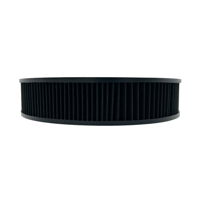 14" X 3" Round Air Filter Element Extreme Flow Washable Cotton Gauze Black