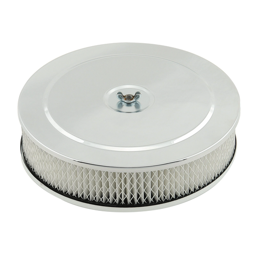 Air Cleaner Chrome 9" X 2" with 5-1/8" Neck suits Holley, Edelbrock, Rochester, Quadrajet