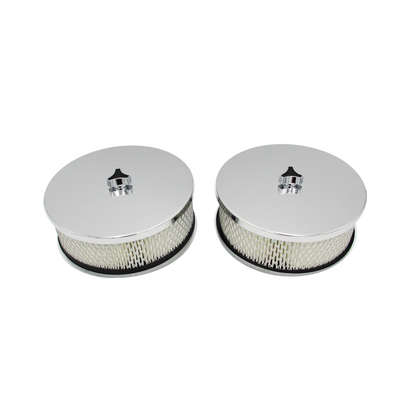 Twin 6-1/2" Chrome Air Cleaners with 5-1/8" Holley / Edelbrock Neck