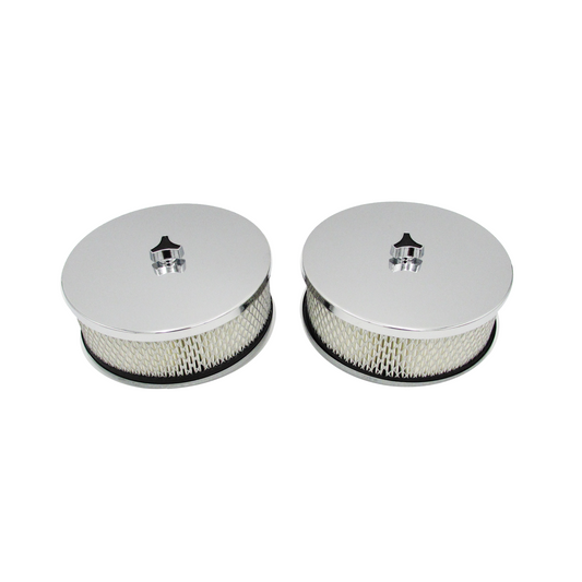Twin 6-1/2" Chrome Air Cleaners with 5-1/8" Holley / Edelbrock Neck