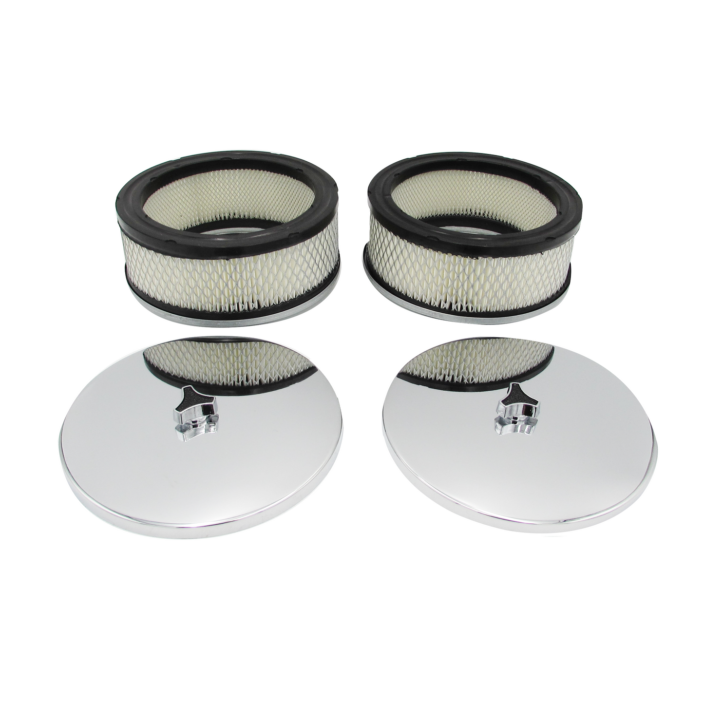 Twin 6-1/2" Chrome Air Cleaners with 5-1/8" Holley / Edelbrock Neck