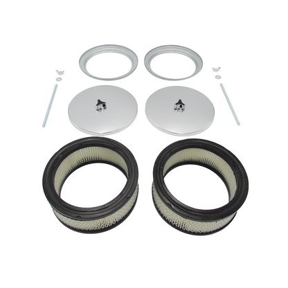 Twin 6-1/2" Chrome Air Cleaners with 5-1/8" Holley / Edelbrock Neck