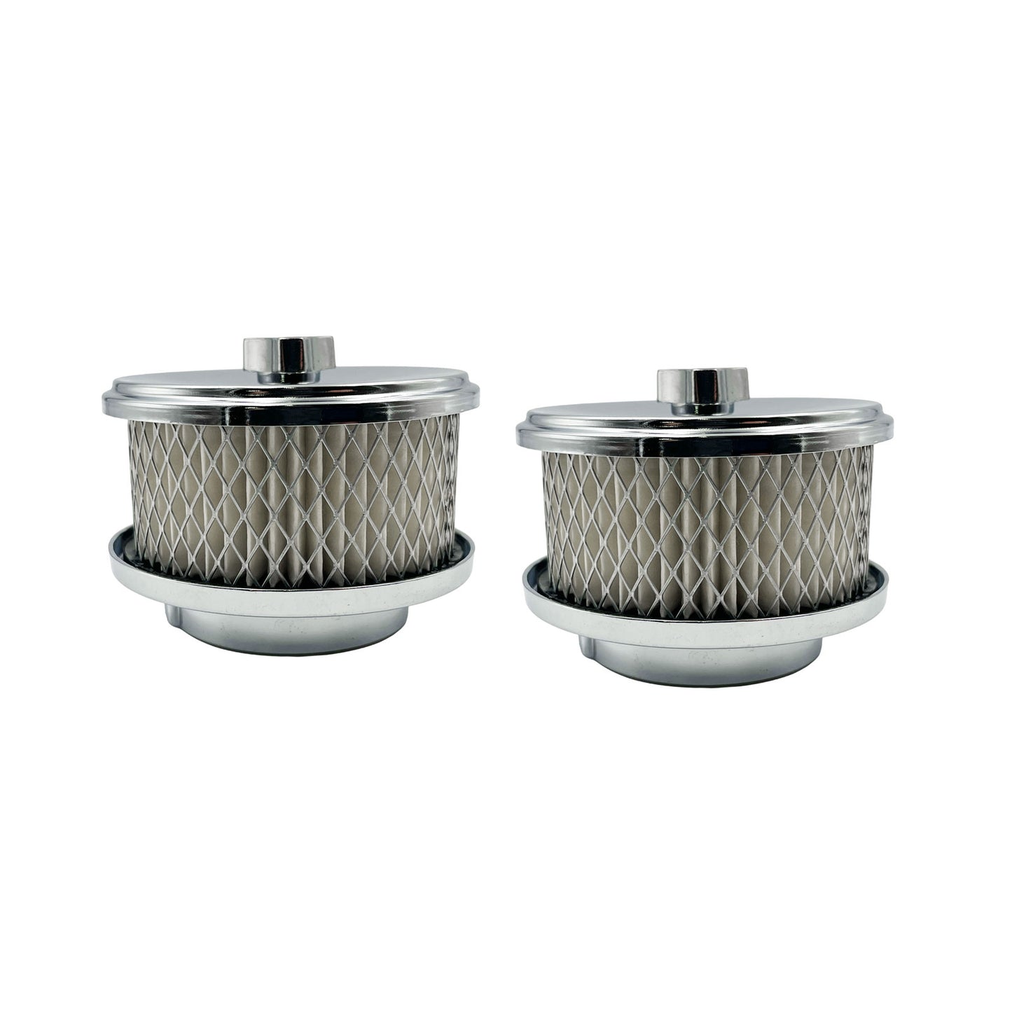 Twin 4" x 2" Chrome Air Cleaners Stromberg Carb 2-5/16" 2-5/8" Neck