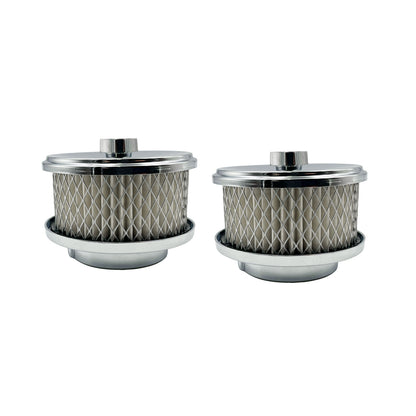 Twin 4" x 2" Chrome Air Cleaners Stromberg Carb 2-5/16" 2-5/8" Neck