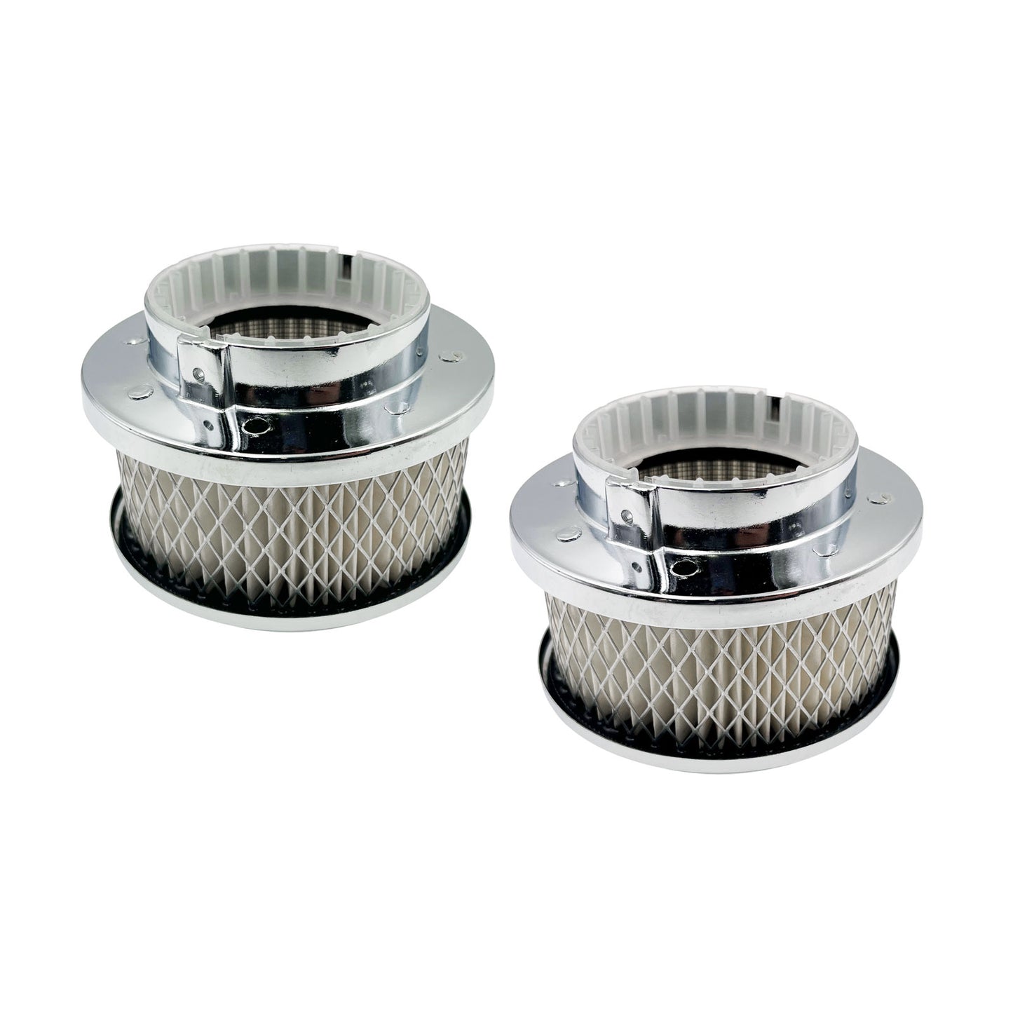Twin 4" x 2" Chrome Air Cleaners Stromberg Carb 2-5/16" 2-5/8" Neck