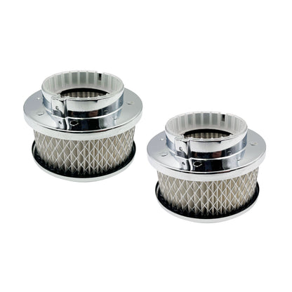 Twin 4" x 2" Chrome Air Cleaners Stromberg Carb 2-5/16" 2-5/8" Neck