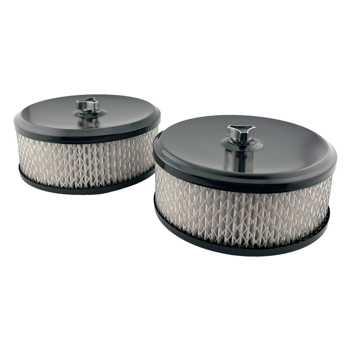 GASO Twin 6-3/8" x 2" Inch Black Air Cleaner Set with 2-5/16" Neck Stromberg Carburettor Holden 6
