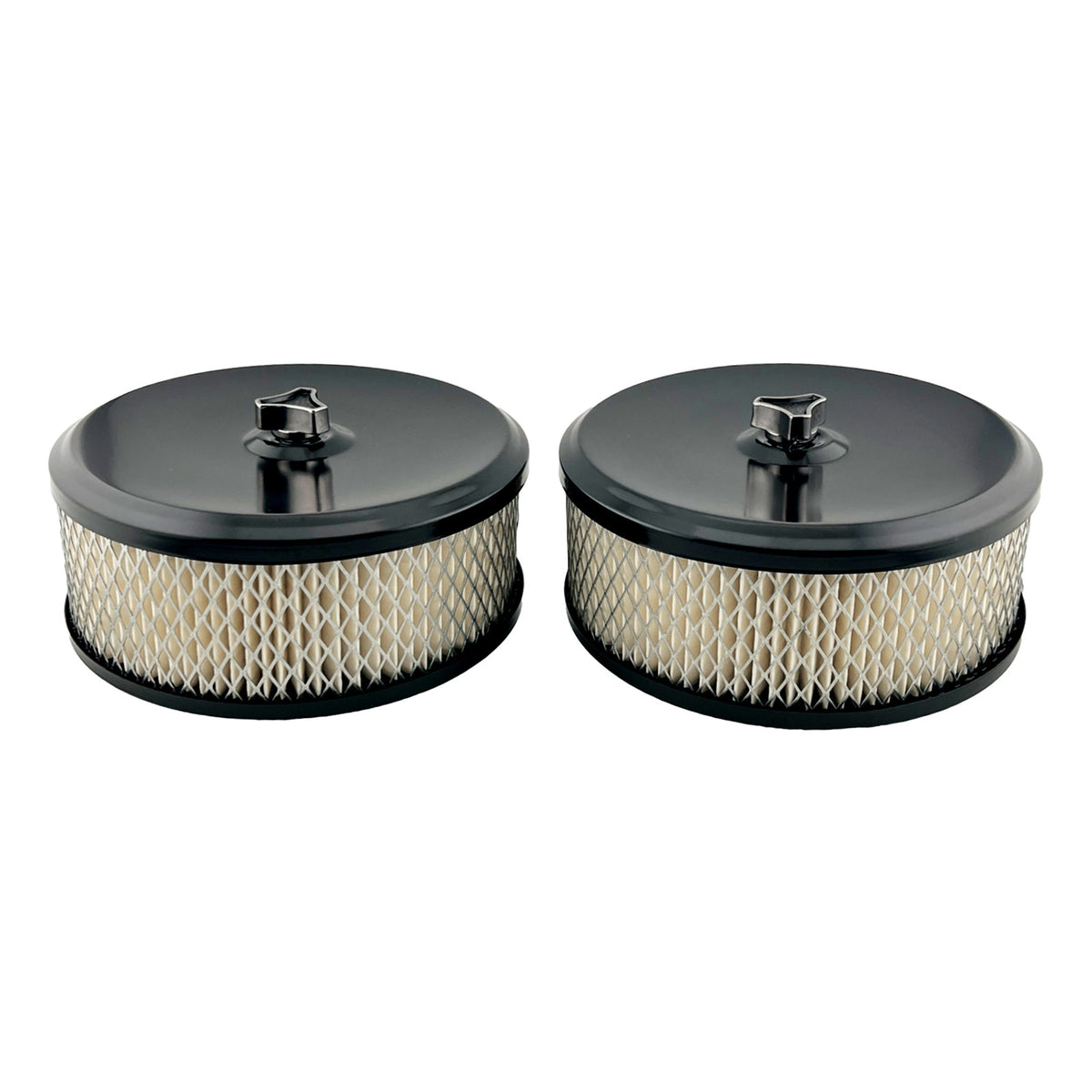 GASO Twin 6-3/8" x 2" Inch Black Air Cleaner Set with 2-5/16" Neck Stromberg Carburettor Holden 6