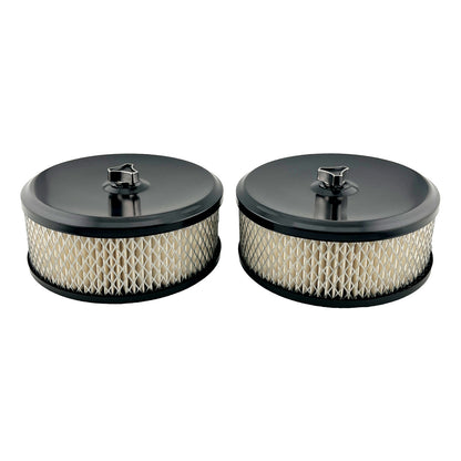 GASO Twin 6-3/8" x 2" Inch Black Air Cleaner Set with 2-5/16" Neck Stromberg Carburettor Holden 6