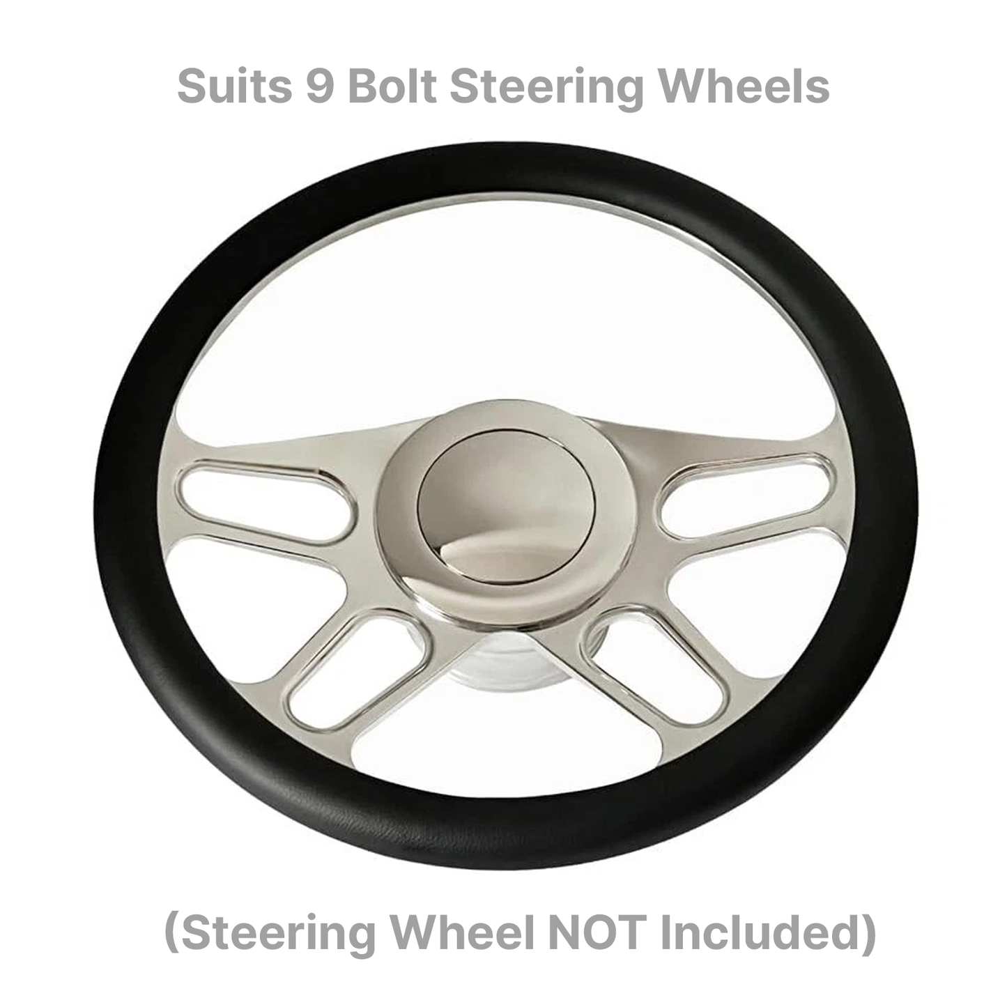 Polished Aluminium Steering Wheel Centre Horn Button Fits 9 Bolt Steering Wheel Large