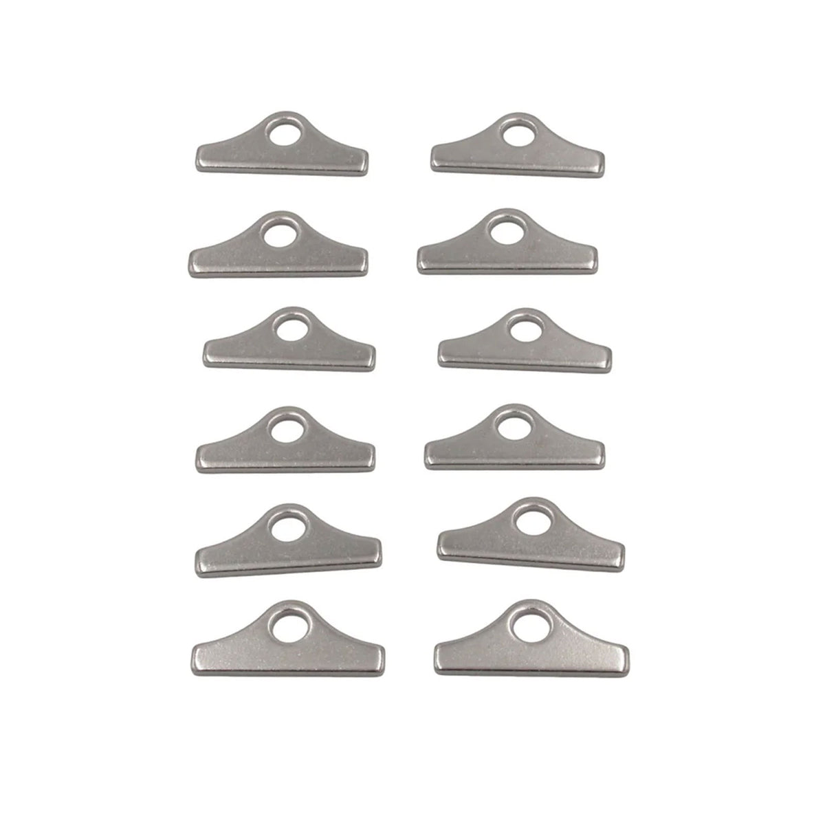 Chrome Valve Cover Contoured Hold Down Tabs 1-1/2" Oil Leak Stopper (Set of 12)