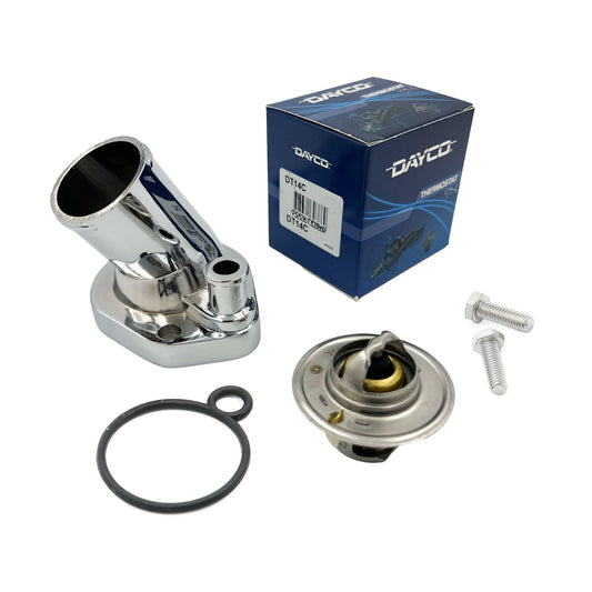 Chrome 45° Thermostat Housing Ford Windsor V8 221 260 289 302 351W Dayco Thermostat