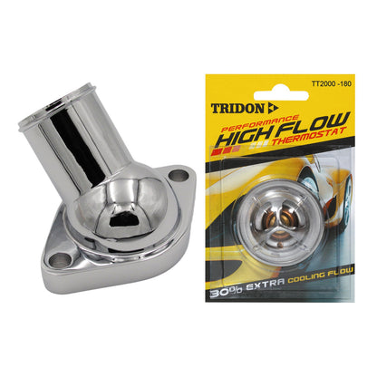 Chrome 45° Thermostat Housing & Tridon 82°C Thermostat Early SBC BBC Chevrolet V8 1955-1965