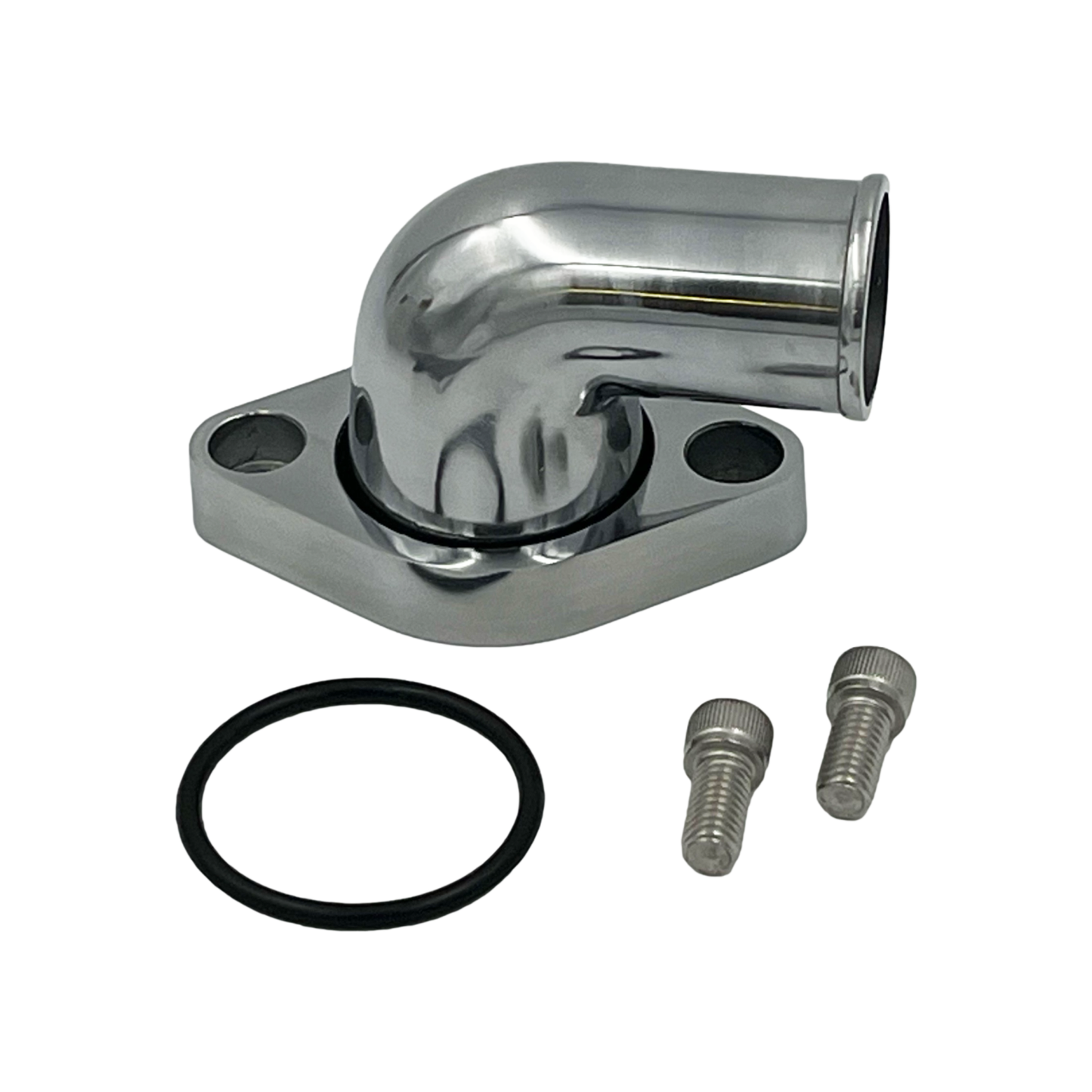 SBC BBC Thermostat Housing Polished Aluminium 90 Degree Swivel Neck