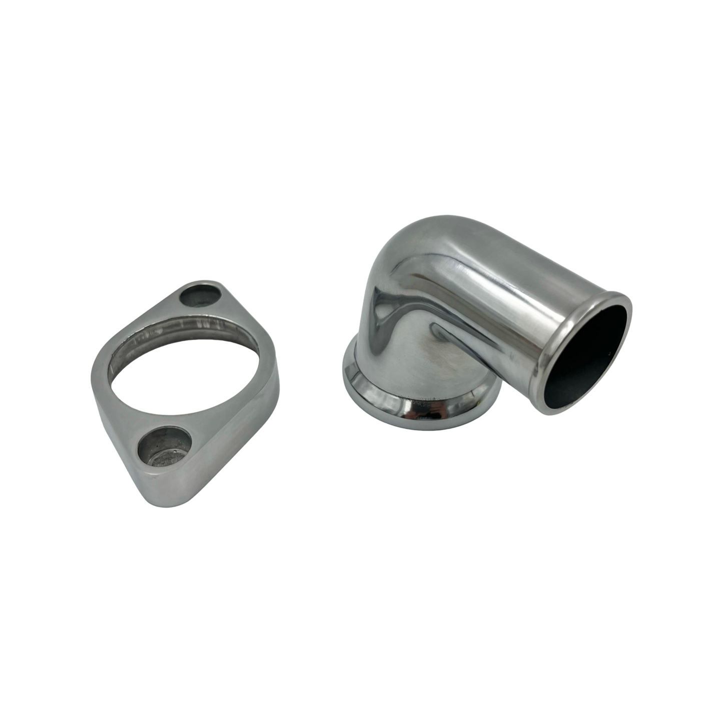 SBC BBC Thermostat Housing Polished Aluminium 90 Degree Swivel Neck