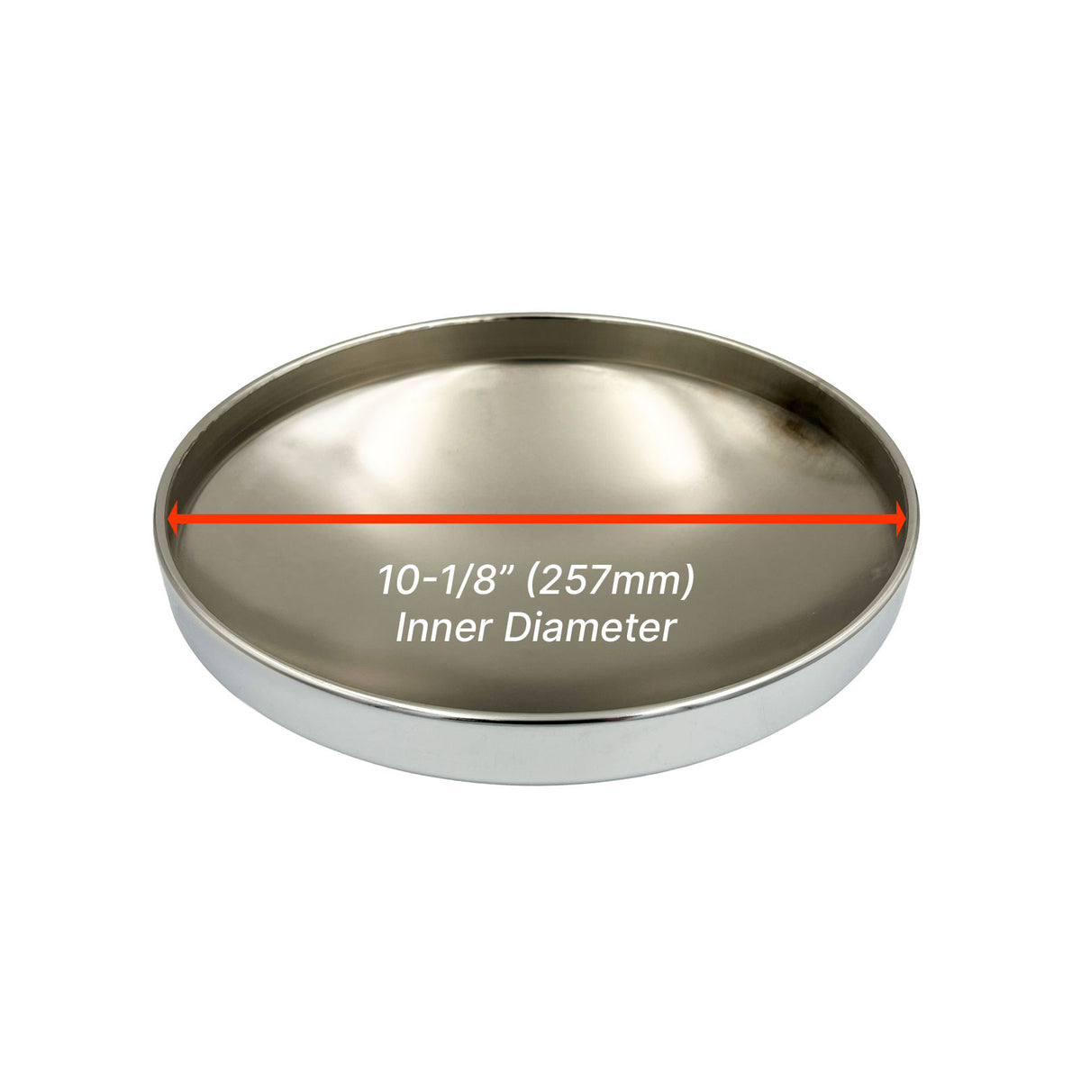 Triple Chrome-Plated Steel Baby Moon Hub Caps, 10-1/8" ID, Complete Set of 4