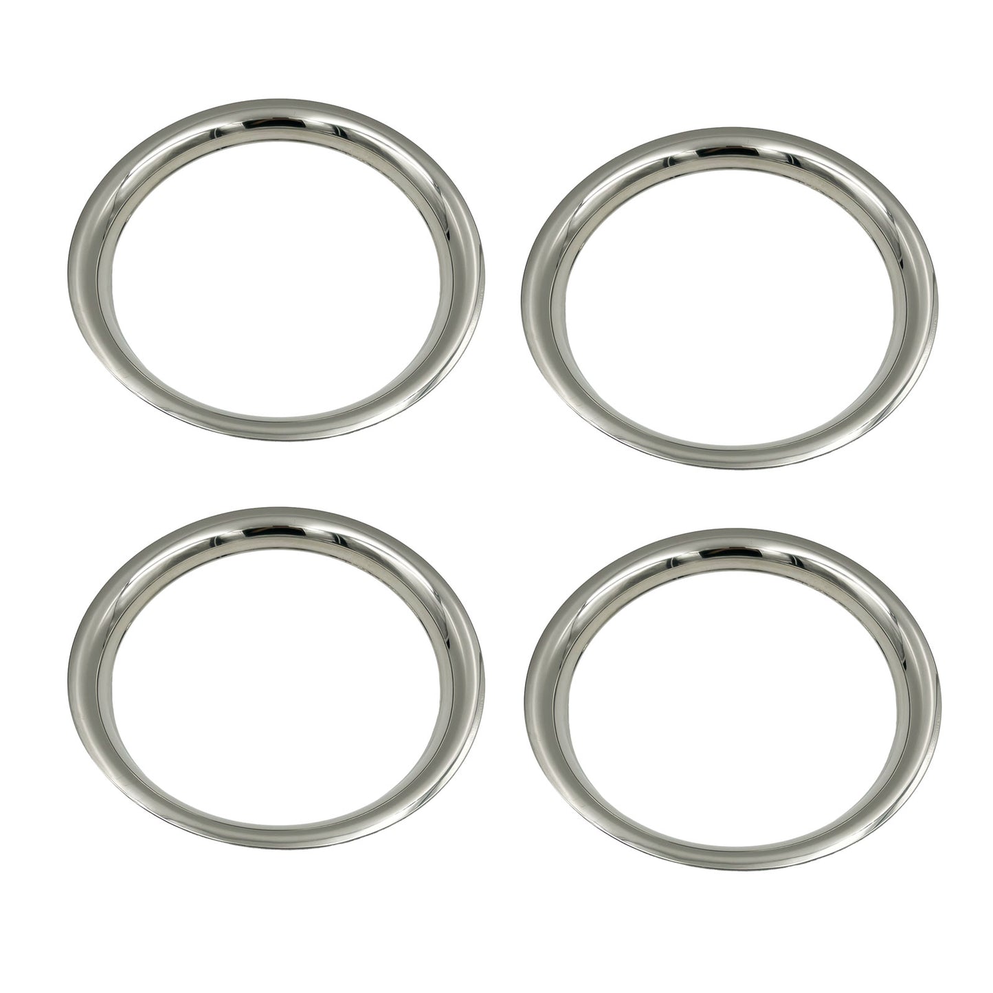 16" Inch Trim Beauty Rings Polished Stainless Steel Universal Fit - Set of 4