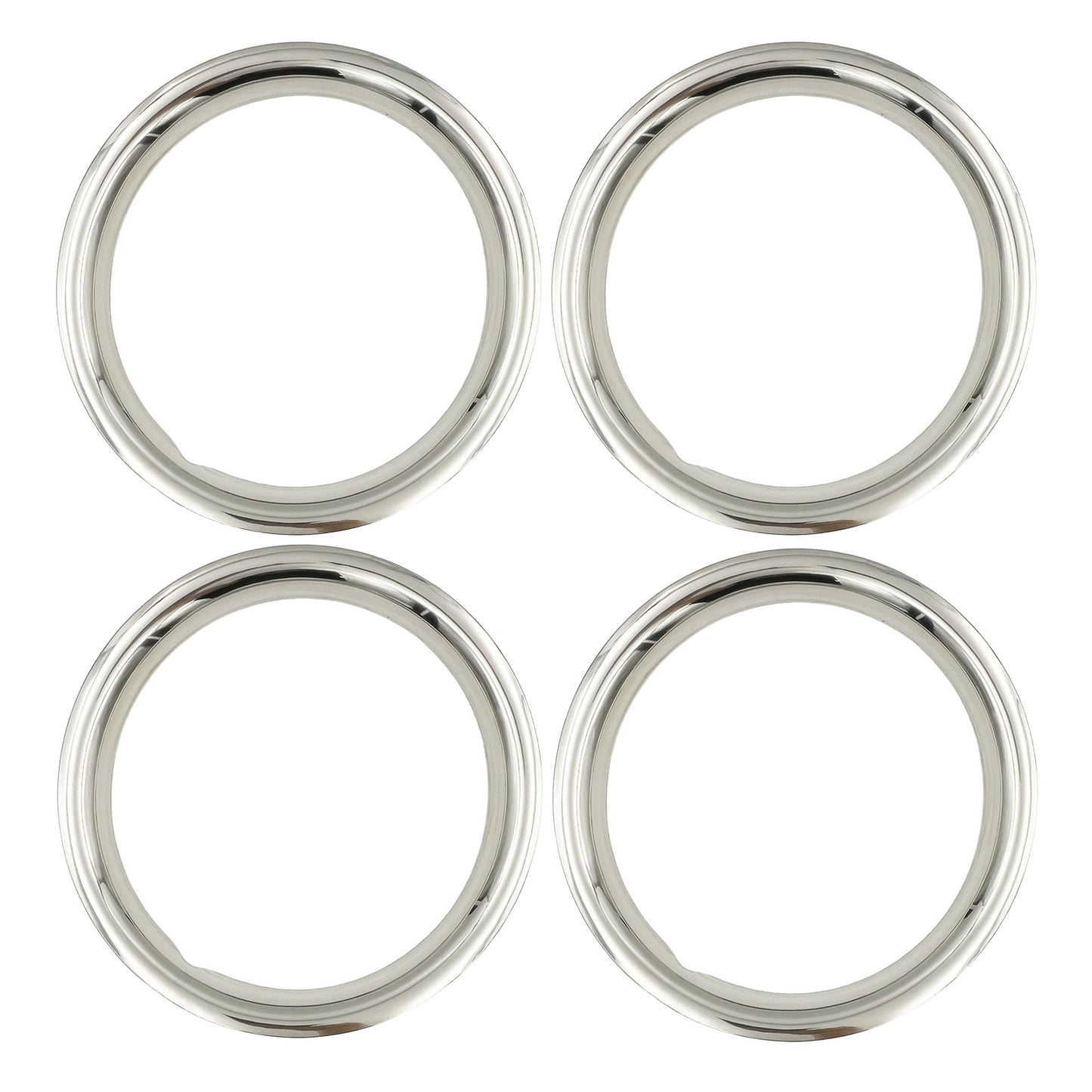 16" Inch Trim Beauty Rings Polished Stainless Steel Universal Fit - Set of 4
