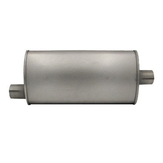 GASO Oval Muffler 2" Inch ID Offset/Centre 8" x 4" x 16" - Straight Through (Glass Packed)