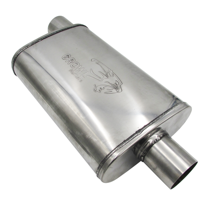2.5" Competition Muffler 10x4x14 Oval 409 Polished Stainless Steel Offset/Centre