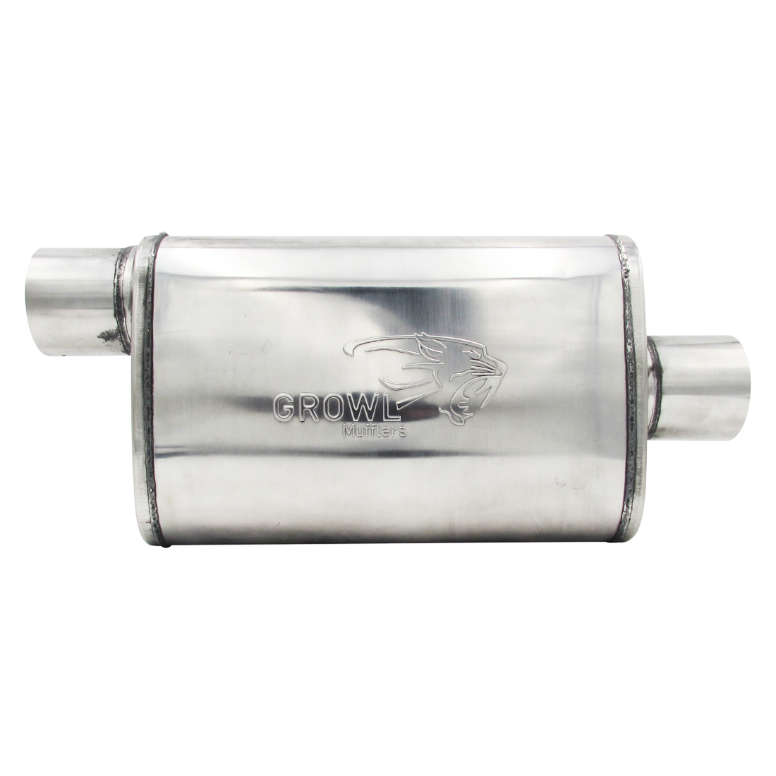3" Competition Muffler 10x4x14 Oval 409 Polished Stainless Steel Offset/Centre