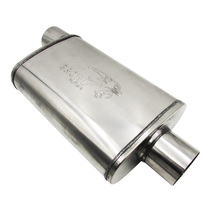 3" Competition Muffler 10x4x14 Oval 409 Polished Stainless Steel Offset/Centre