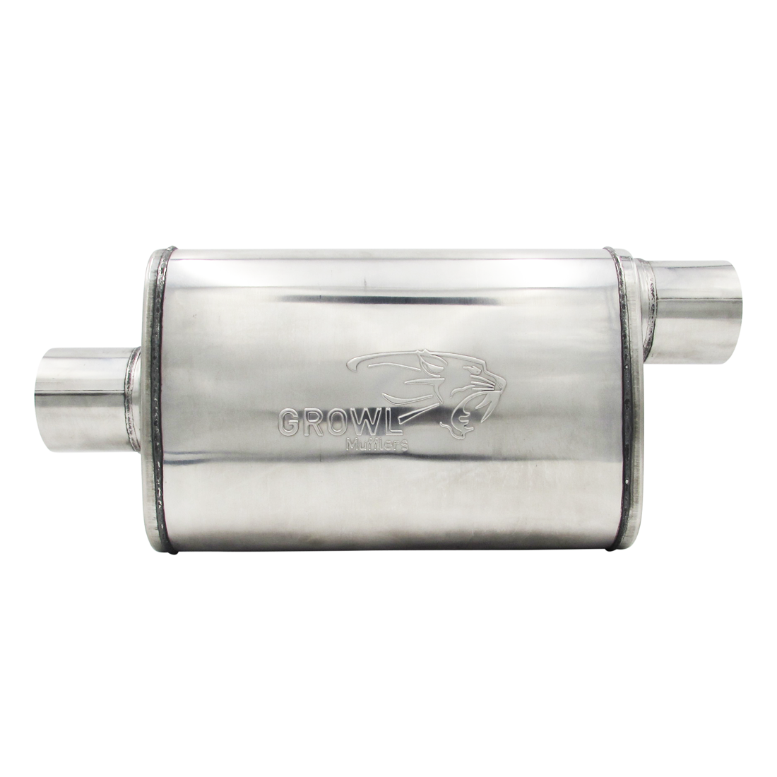 3" Competition Muffler 10x4x14 Oval 409 Polished Stainless Steel Offset/Centre