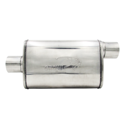 3" Competition Muffler 10x4x14 Oval 409 Polished Stainless Steel Offset/Centre