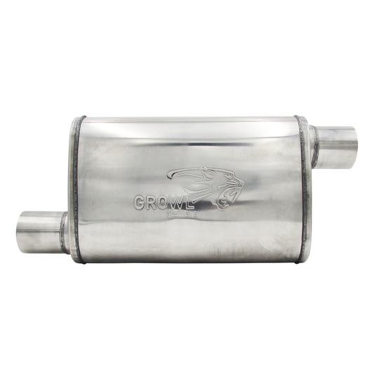 High-Performance 2.5" Competition Muffler Offset/Offset Polished Stainless Steel